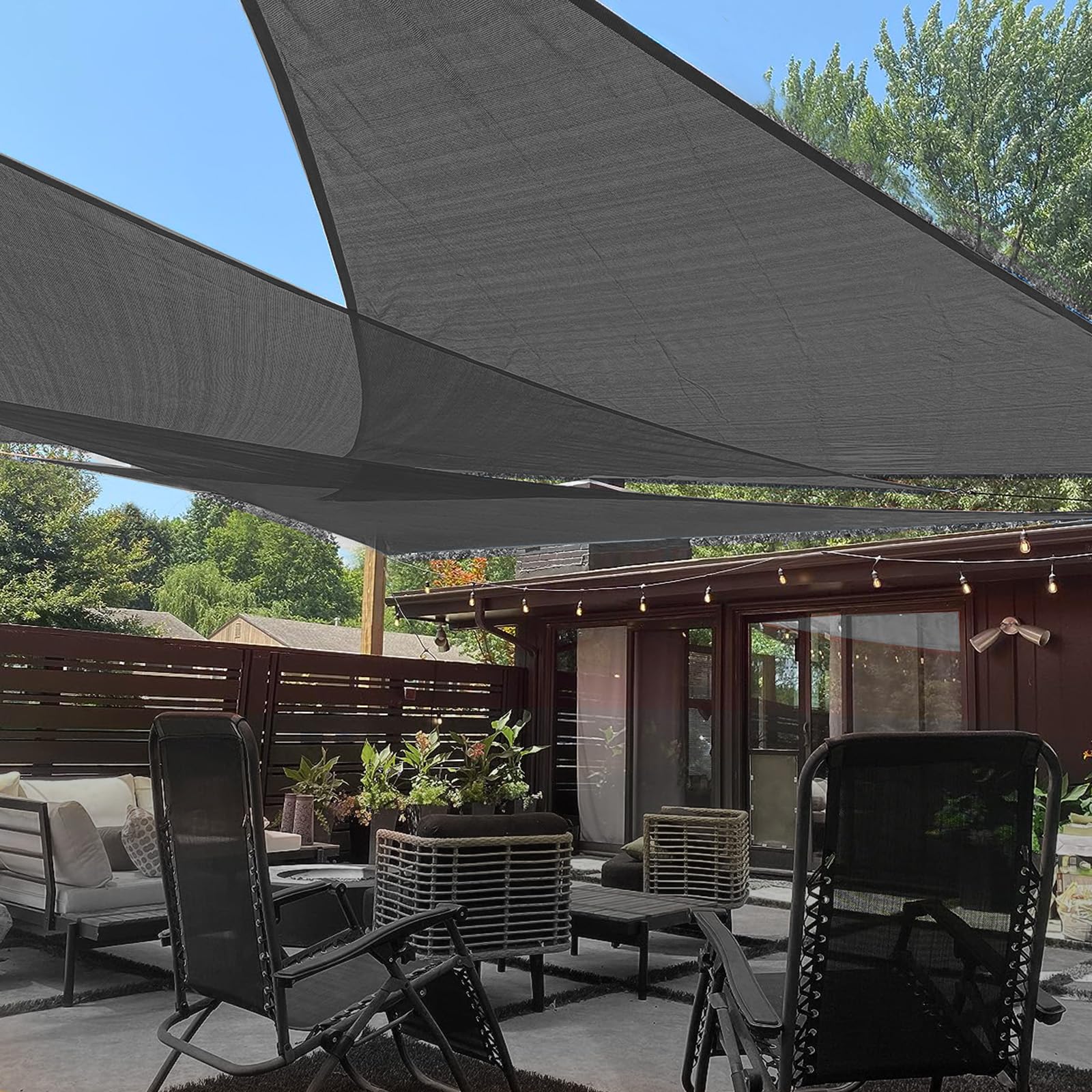 Love Story 16' X 16' X 22' Right Triangle Dark Grey Sun Shade Sail Canopy Uv Block For Outdoor Patio Garden Backyard