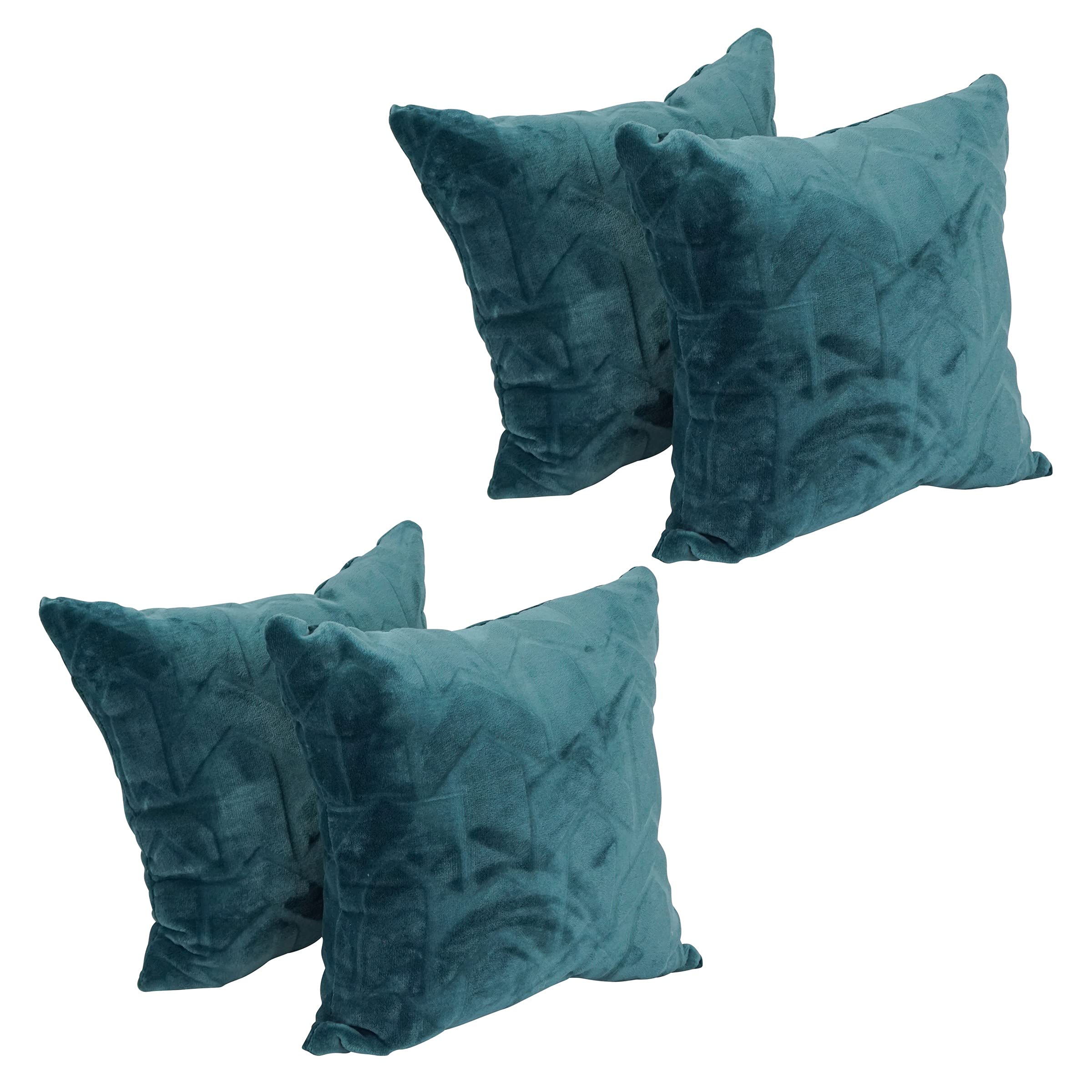 Blazing Needles Square Faux Fur Throw Pillows, 17&quot;, Agora Teal 4 Count