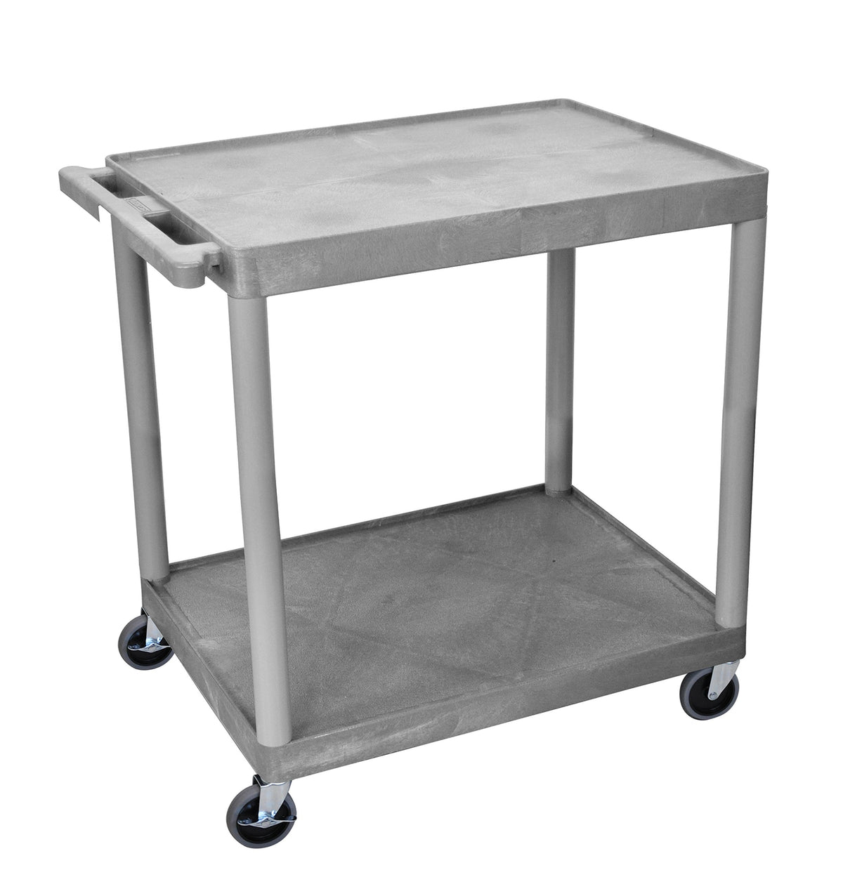 Luxor HE38-G Two Shelves Utility Cart with Locking Brakes, Shape, Gray