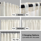 Koufall Natural Back Tab Rod Pocket Linen Sheer Curtains For Living Room 42X108 Inch Length
