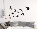 Flying Birds Wall Decal, Set of 12 Vinyl Wall Decal for Office Home Decor Room Art, Birds Wall Sticker for Living Room Y32 (Blac
