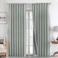 Joydeco Linen Curtains 96 inches Long 100% Blackout Drapes 95 inch Length 2 Panels Set for Bedroom Living Room Black Out Darkeni