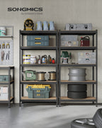 Songmics 5-Tier Storage Shelves, Set Of 2 Garage Storage, Boltless Assembly, Adjustable Shelving Units, 17.7 X 35.4 X 70.9 Inches, Load 1929 Lb Each, Shed Warehouse Basement, Black Uglr450B02