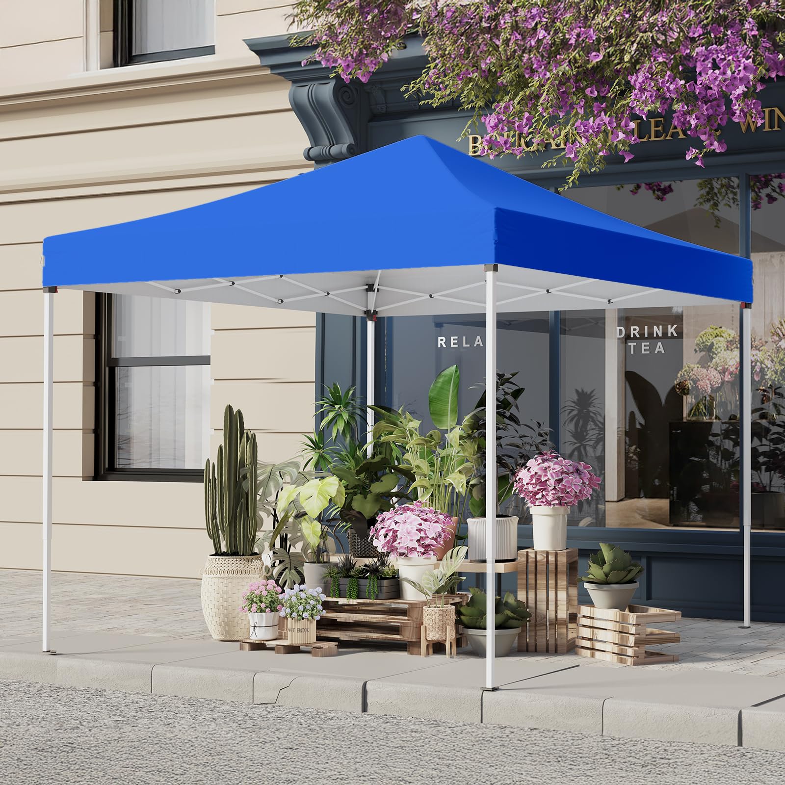PHONWHON Shades 10x10 Pop Up Canopy, Heavy Duty Beach Tent with Carrying Bag for Easy Moving, Sun Shelter for Parties, Events, C