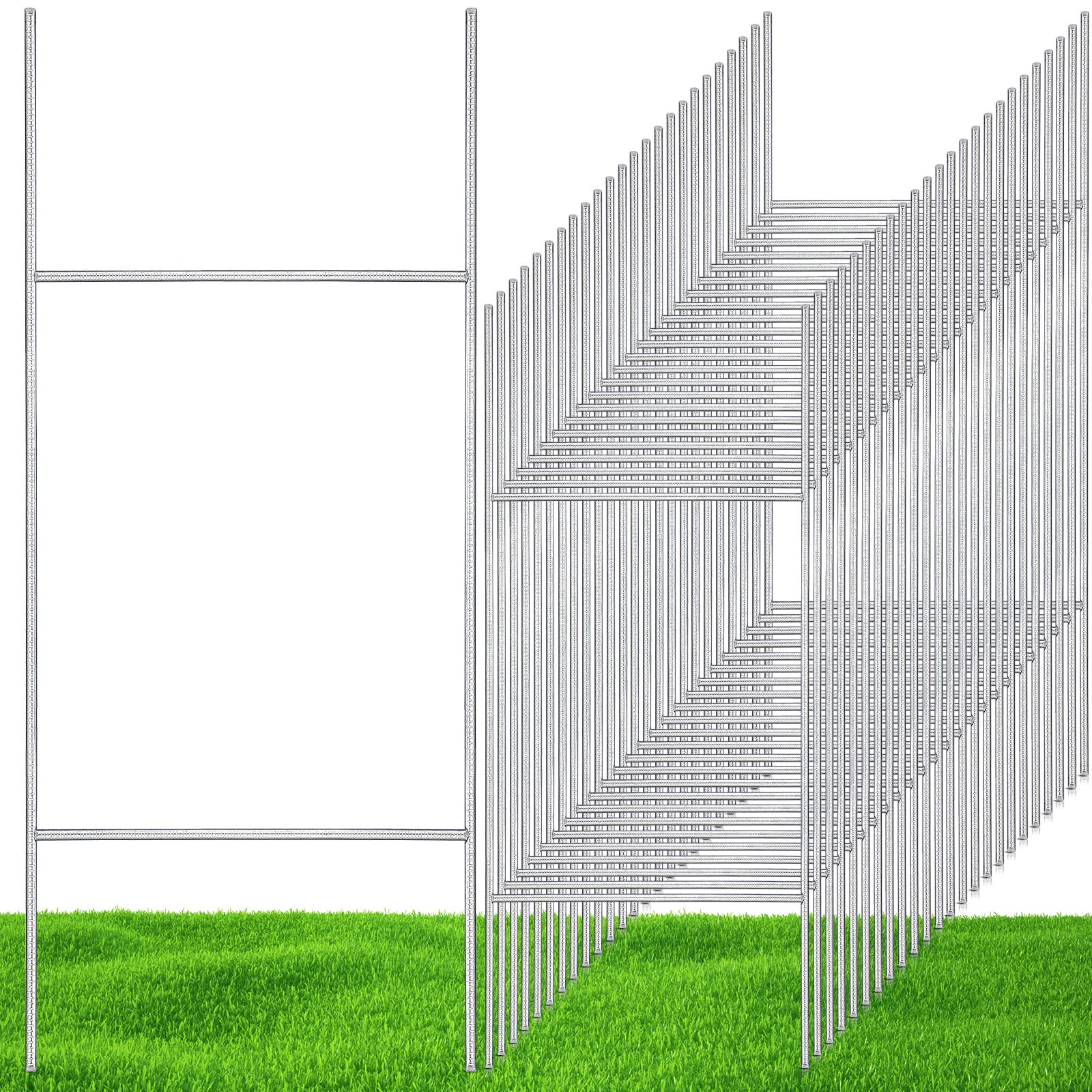 60 Pcs Yard Sign Stakes 30' X 10' Metal H Stakes Heavy Duty Frame Wire Stakes Weatherproof For 4Mm 5Mm Garage Sale Sign Corrug