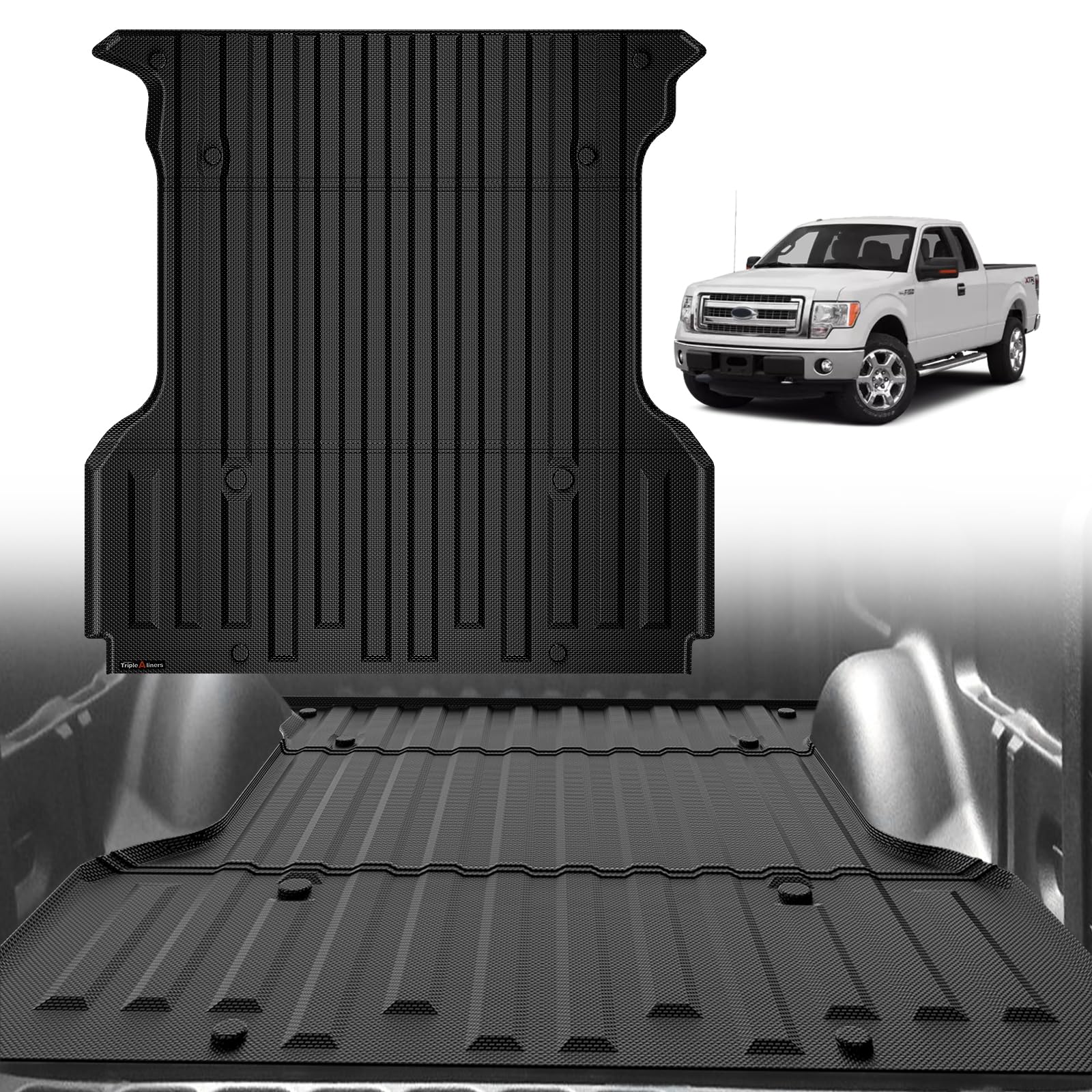Triplealiners Truck Bed Mat Compatible With 2004-2014 Ford F150 Accessories 5.5Ft Vehicle Perfectly Flush All Weather Protection