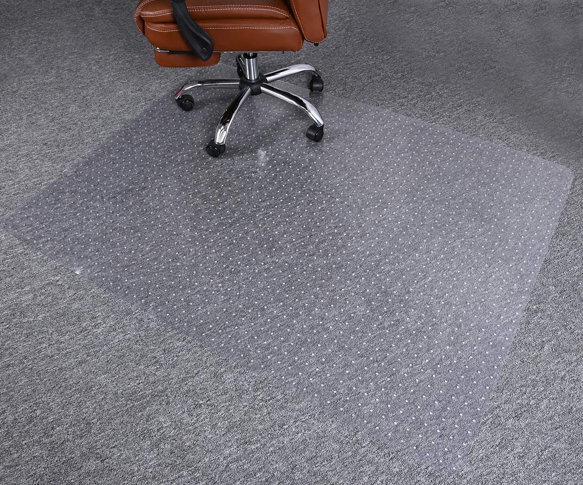 Homek Chair Mat For Carpeted Floors, 53” X 45” Transparent Thick Office Floor Mats For Low Pile Carpet Floors