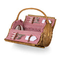 Picnic Time - Barrel Wicker Picnic Basket for 2 - Picnic Set - Wine Picnic Basket, (Red & White Gingham Pattern), 18.5'' x 17'' 