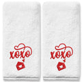Dolficy Valentines Day Hand Towels 14x30 Inches for Bathroom, Love Embroidered Towels for Bathroom Set of 2 Holiday Valentine s