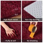 Falark Soft Area Rugs For Bedroom, 3X5 Ft Wine Red Fluffy Rug Carpets For Living Room Girls Kids Room, Shaggy Fuzzy Indoor Moder