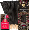 LOTS OF ZEN Frankincense and Myrrh Incense Sticks Smudge Kit (70 pcs) - 1-Hour Burning Spiritual Incense Sticks for Bad Energy C