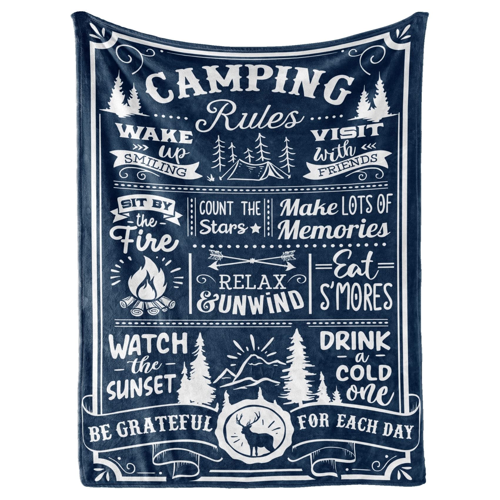 Camping Gifts For Women Men Lovers Throw Blanket, Happy Campers Decor Outdoor, Rv Campsite Travel Hiking 50' X 65' - Camping R