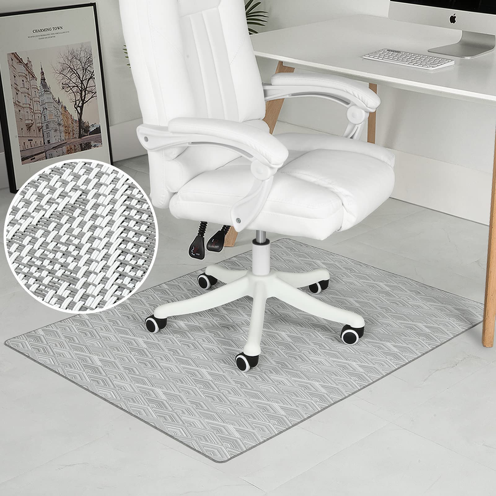 Rccugmats Chair Mat For Hardwood & Tile Floor, 47' X 52' Heavy Duty Office Chair Mat For Rolling Chairs Easy Glide, Anti Slip,