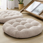 Floor Cushion Pillow Set Of 2, Round Large Pillows Seating For Adults, Tufted Corduroy Floor Cushions For Living Room Tatami, Na