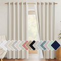 NICETOWN Farmhouse Style 100% Blackout Natural Linen Curtains 90 inches Length, 2 Panels, 62 W, Room Cooling Window Draperies wi
