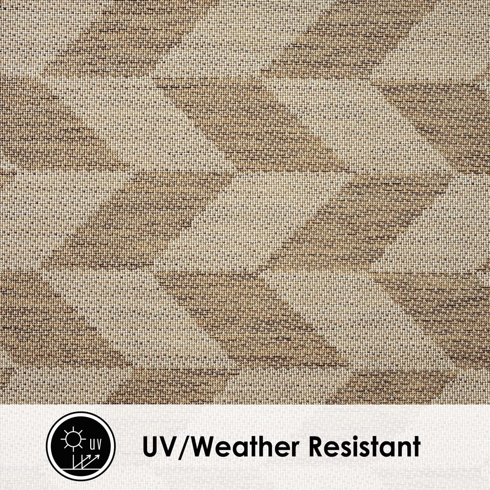 Nicole Miller New York Patio Country Calla Contemporary Herringbone Indoor/Outdoor Area Rug, Brown/Beige, 7'9'X10'2'