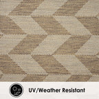 Nicole Miller New York Patio Country Calla Contemporary Herringbone Indoor/Outdoor Area Rug, Brown/Beige, 5'2'X7'2'
