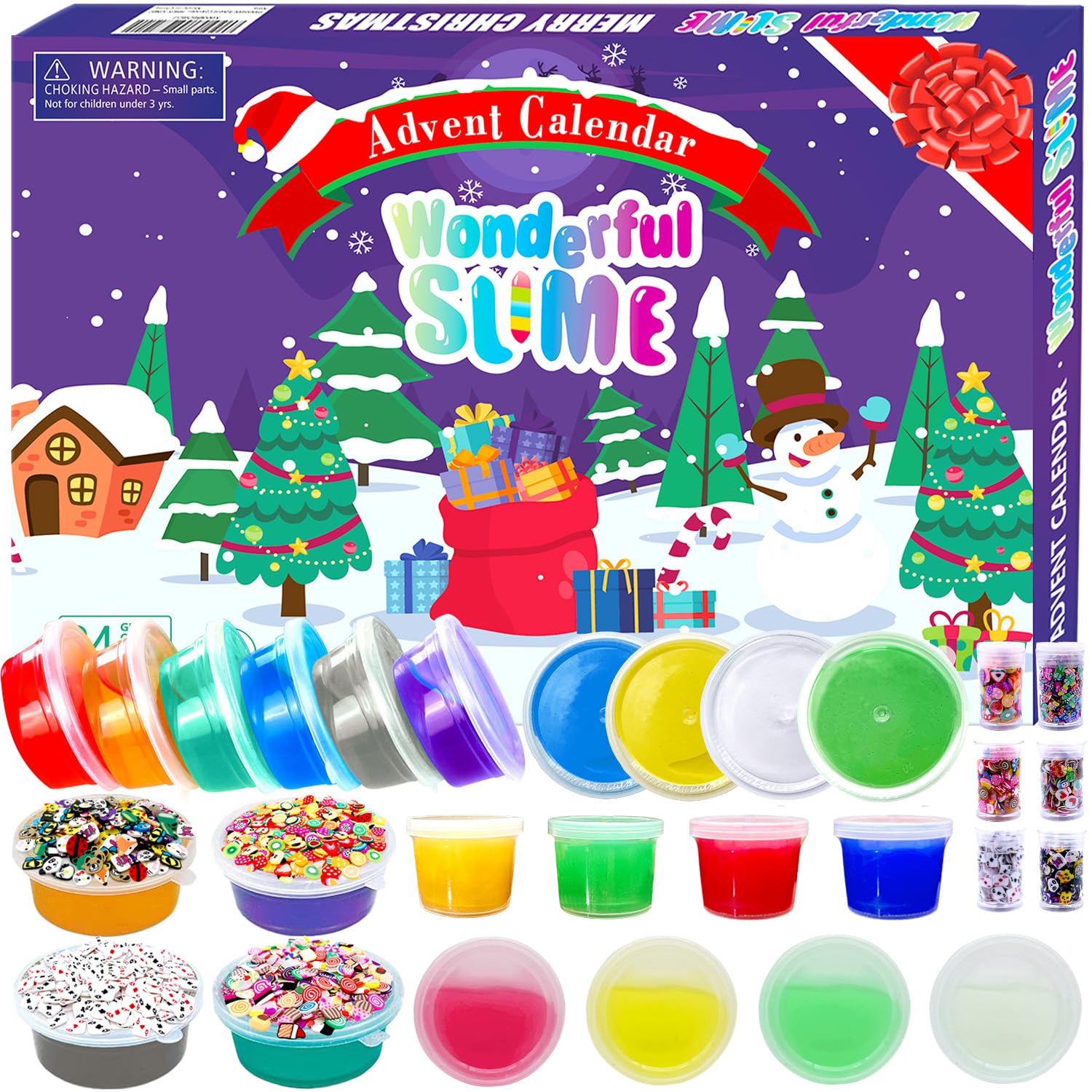 PANSHAN Fidget Advent Calendar 2024 Crystal Slime Christmas Countdown Calendar Toys Holiday Set 24 Days Xmas Surprise Gift Toys 