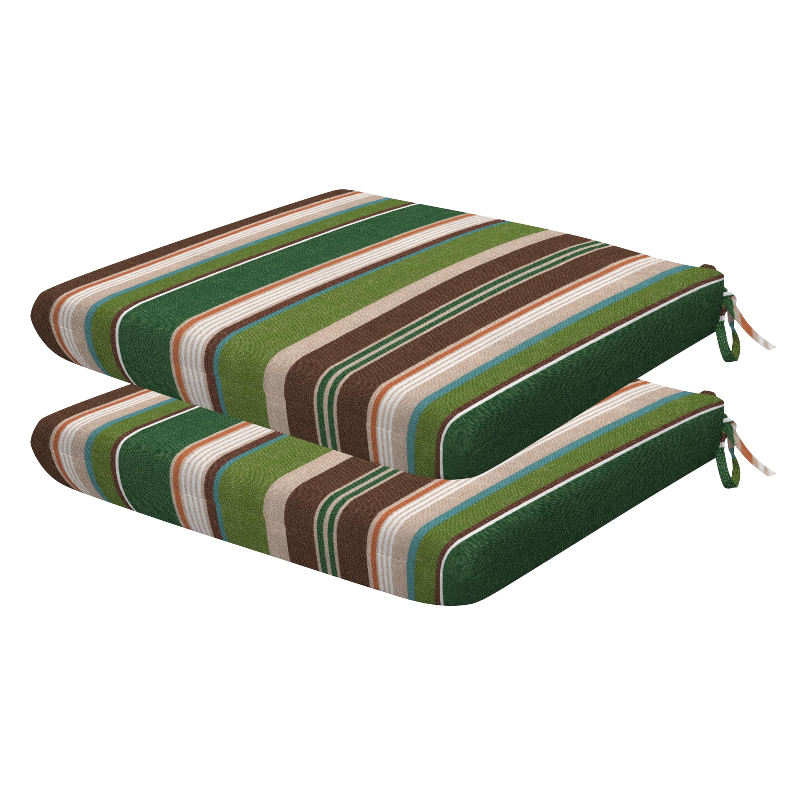 Honeycomb Outdoor Seat Cushion Set, 18' X 17.5', Stripe Pine Green Universal Patio Cushions
