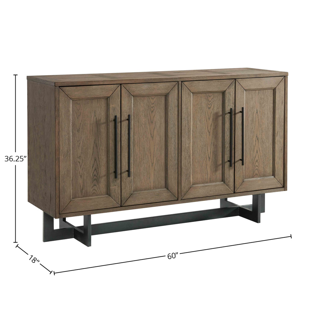 Intercon Eden 60" Server with 2 Cabinets, Wine Bottle Storage, and Adjustable Shelves, Rustic Dune Sideboard