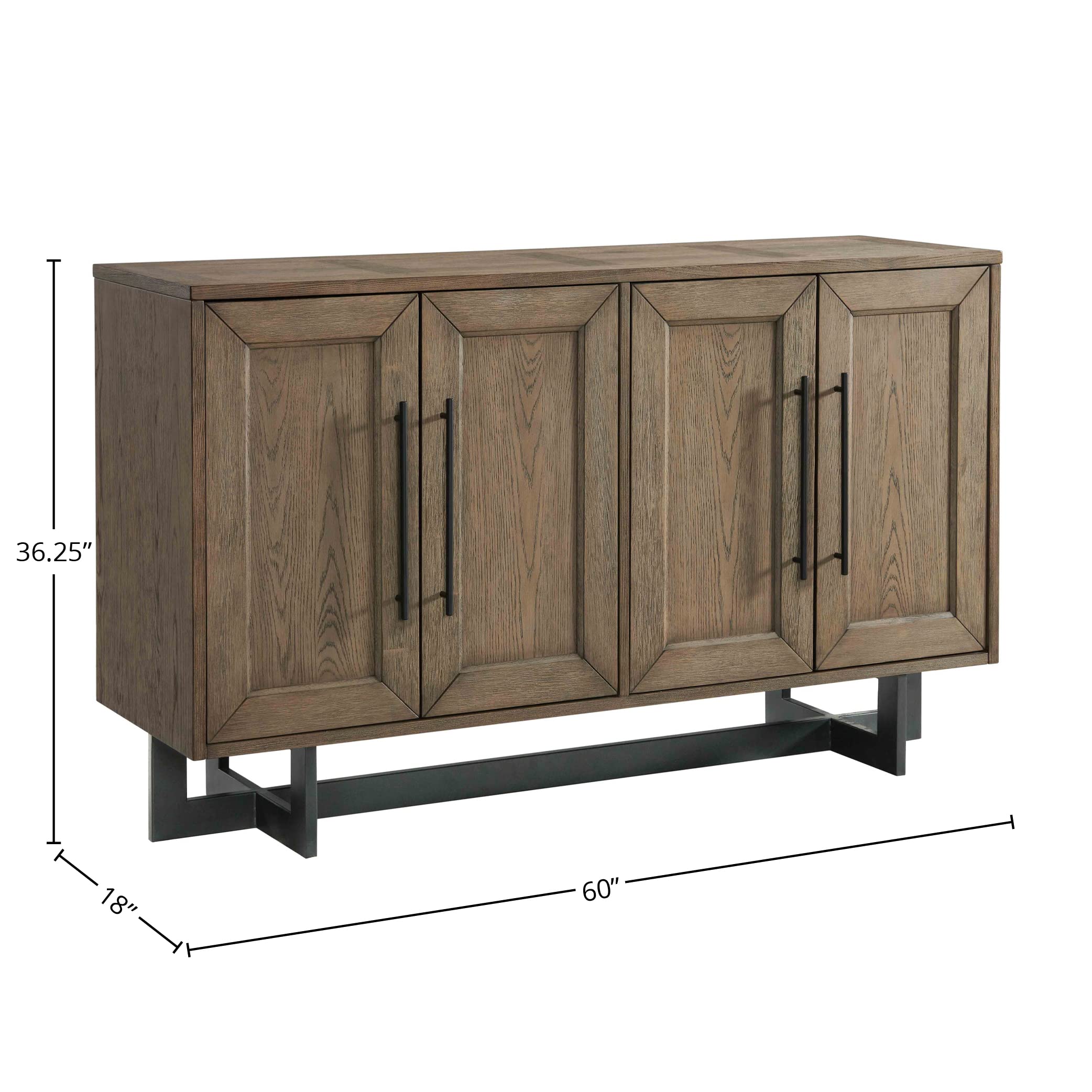 Intercon Eden 60" Server with 2 Cabinets, Wine Bottle Storage, and Adjustable Shelves, Rustic Dune Sideboard