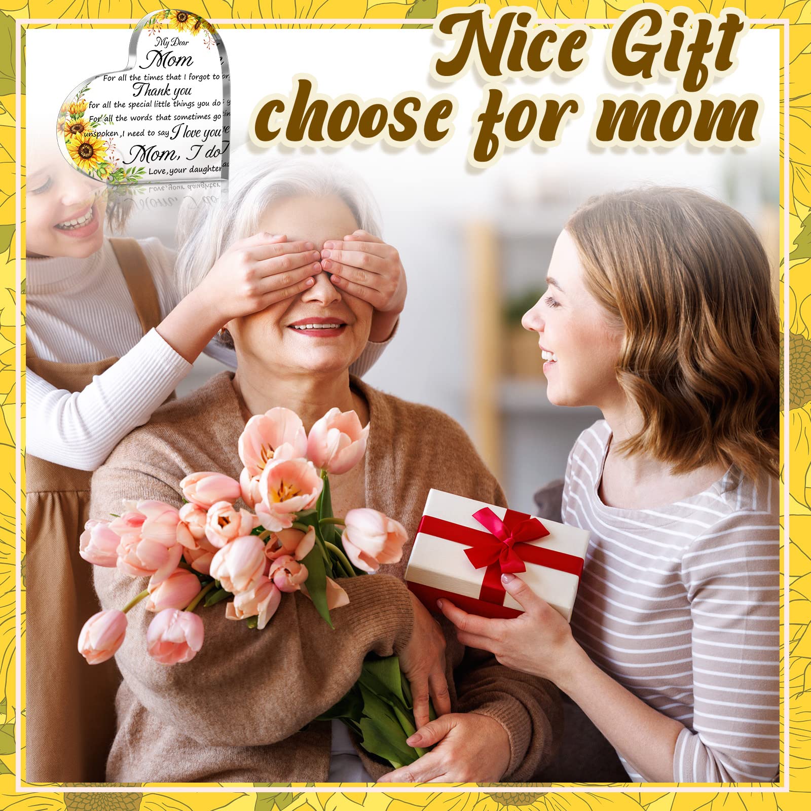 Jetec Mothers Day Gifts For Mom Acrylic Mom Gift Birthday Gift Sign Plaque Presents From Daughter Son Grateful Christmas Valenti