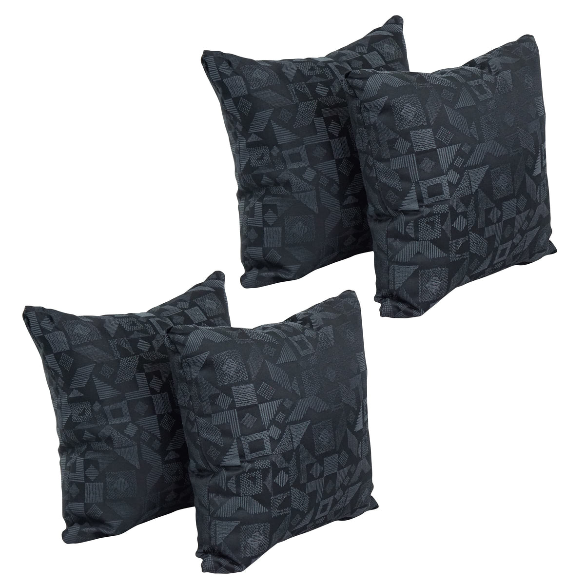 Blazing Needles Square Polyester Jacquard Throw Pillows, 17&quot;, Nina Jet 4 Count