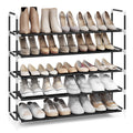 SONGMICS 5-Tier Shoe Rack, Shoe Storage for Hallway Closet, Slim and Space-Saving, Metal Frame, Non-Woven Fabric Shelves, Black 