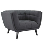 Modway Bestow Mid-Century Modern Upholstered Fabric Living Room Armchairs, 2 Piece, Gray