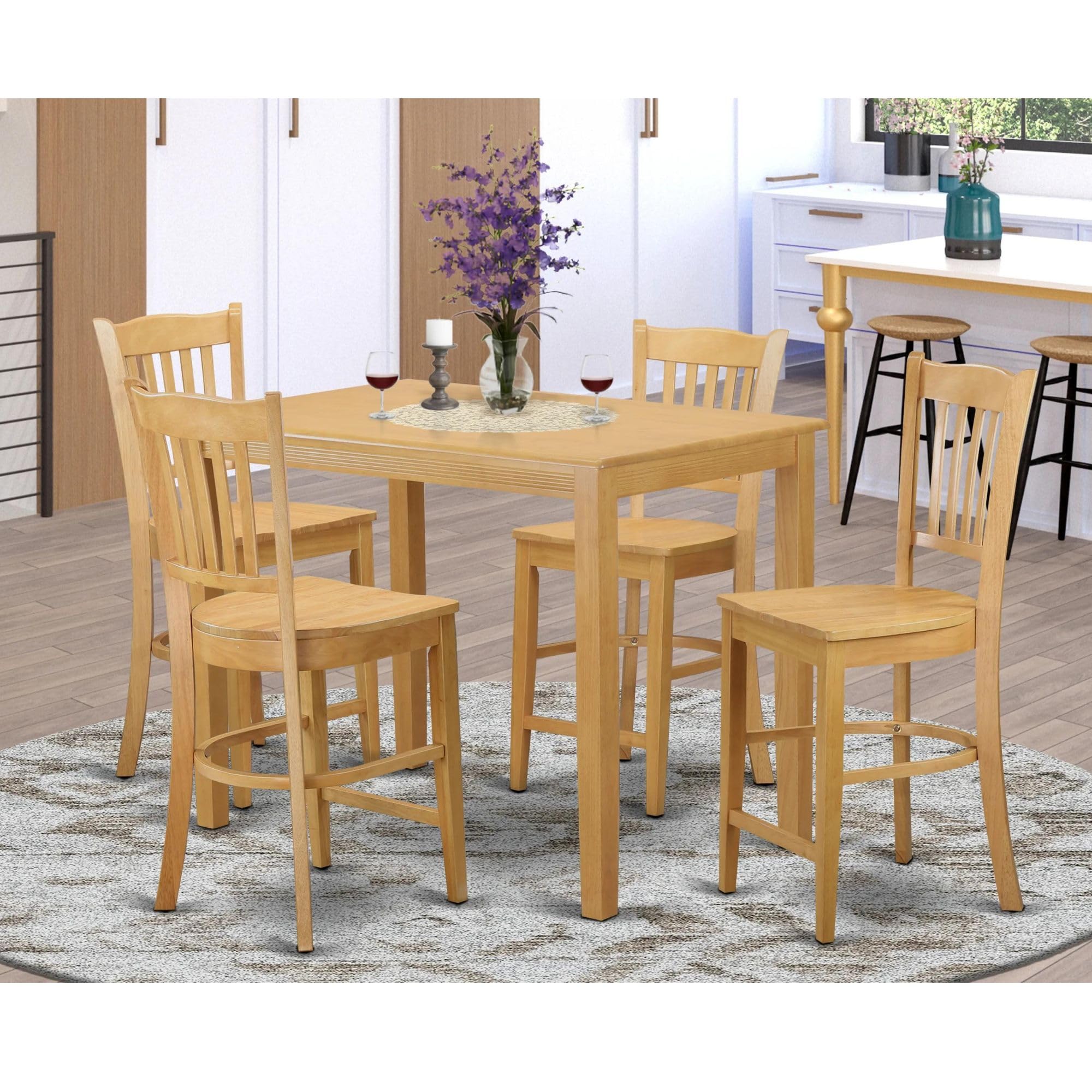 East West Furniture YAGR5-OAK-W 5 Piece Kitchen Counter Height Dining Table Set - Thumbnail 2