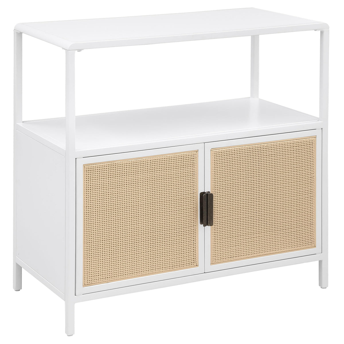 Coaster Home Furnishings Amherst 2-Door Radio Weave Cane Metal Accent Cabinet White