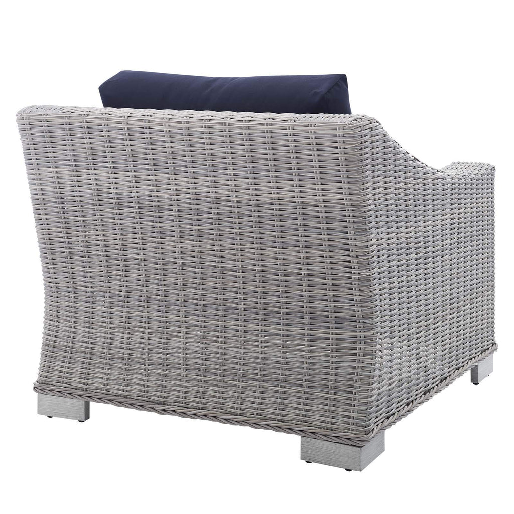 Modway Conway Sunbrella Outdoor Patio Wicker Rattan, Armchair, Light Gray Navy