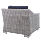 Modway Conway Sunbrella Outdoor Patio Wicker Rattan, Armchair, Light Gray Navy