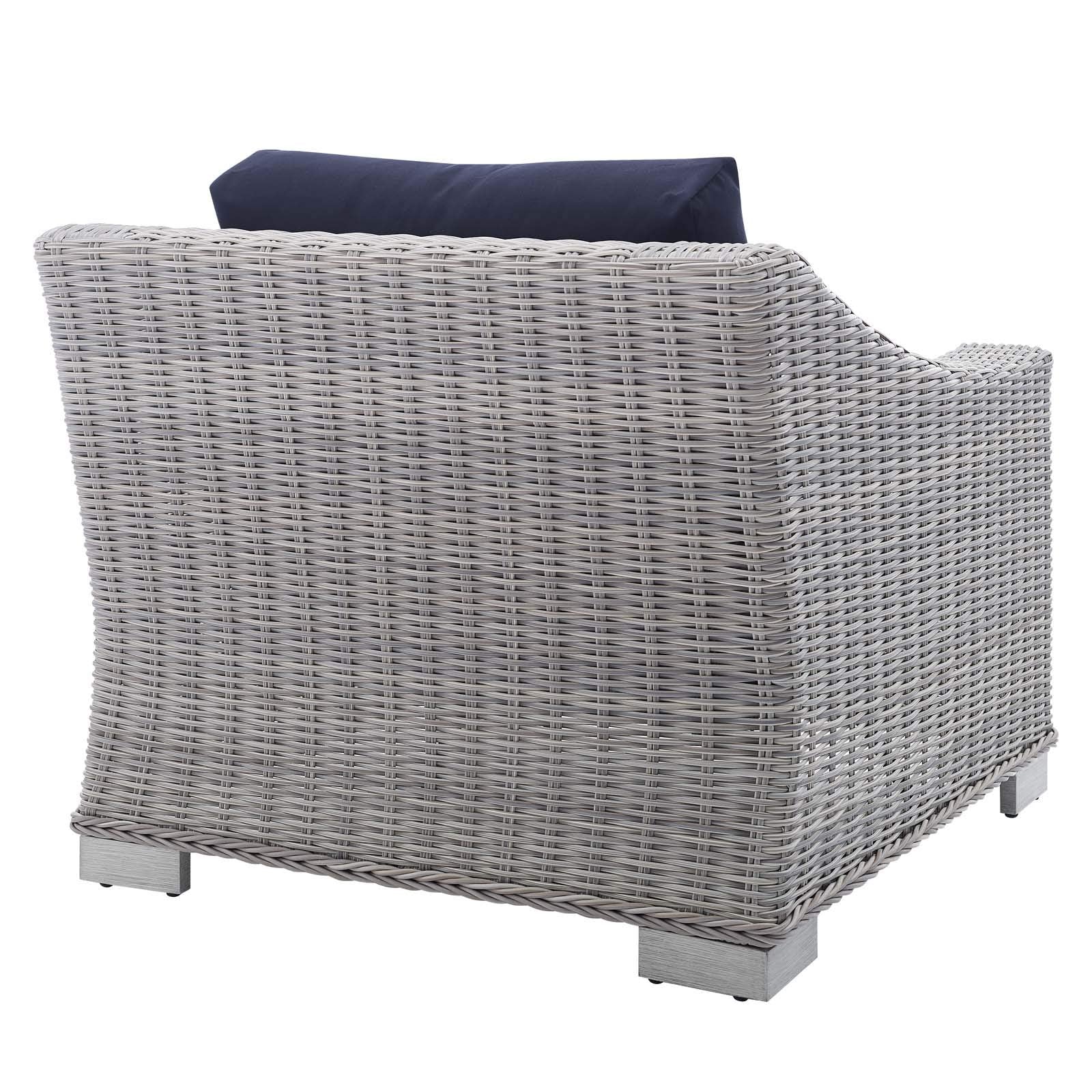 Modway Conway Sunbrella Outdoor Patio Wicker Rattan, Armchair, Light Gray Navy