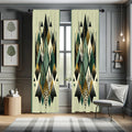 Ambesonne Bohemian Window Curtains, Diamond Shapes Geometric Design Abstract Botanical Design Boho, Lightweight Decor 2-Panel Se