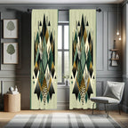 Ambesonne Bohemian Window Curtains, Diamond Shapes Geometric Design Abstract Botanical Design Boho, Lightweight Decor 2-Panel Se