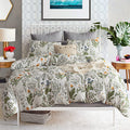 Ecocott Floral Duvet Cover Sets Queen Size,3 Pieces 100% Natural Cotton Floral Pattern 1 Duvet Cover With Zipper And 2 Pillowcas