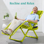 Best Choice Products Adjustable Zero Gravity Chair, Monochromatic Color Folding Patio Recliner W/Side Tray, Headrest - Neon