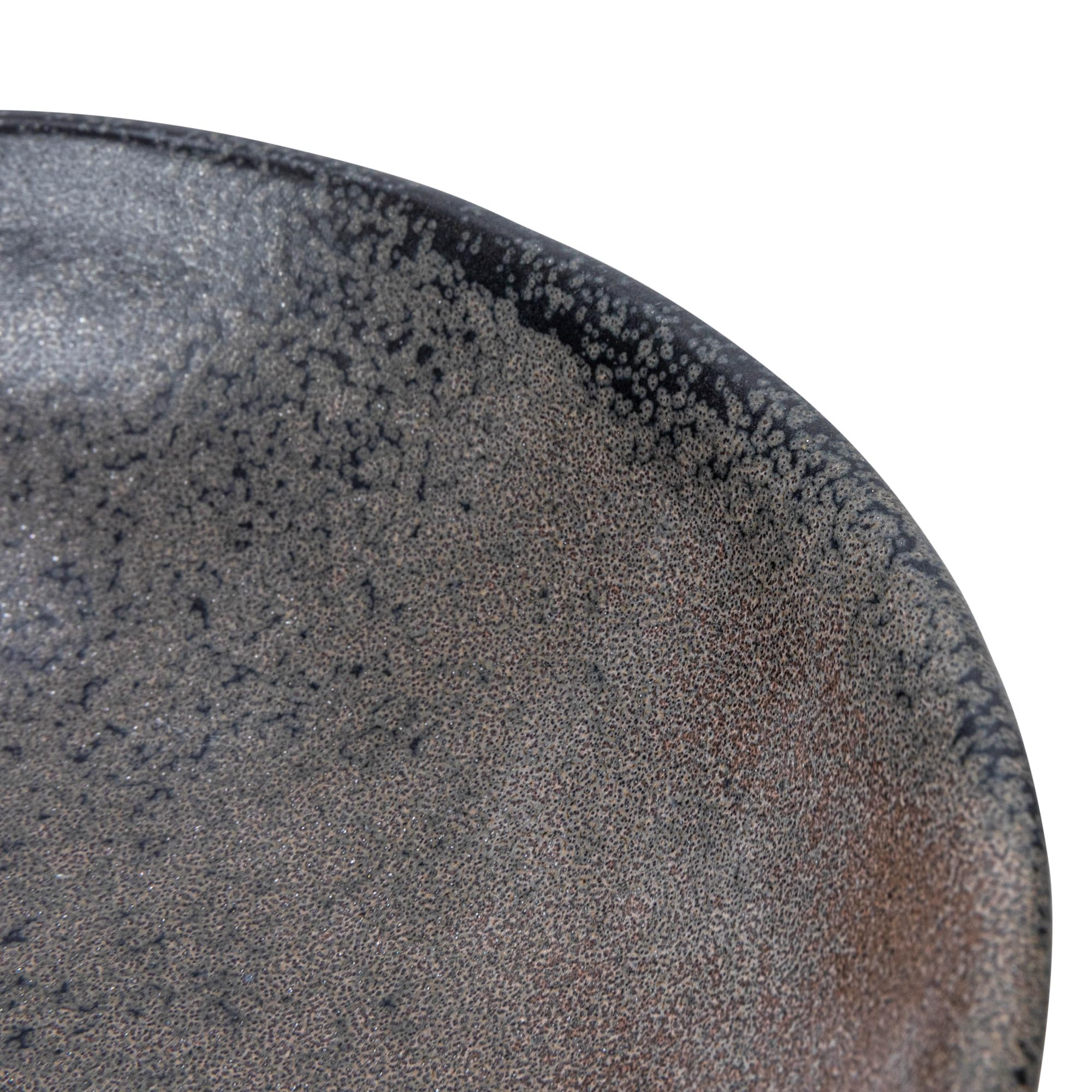 Creative Co-Op Stoneware Handle And Base, Black Reactive Glaze Bowl, 8'' L X 8'' W X 3.75'' H