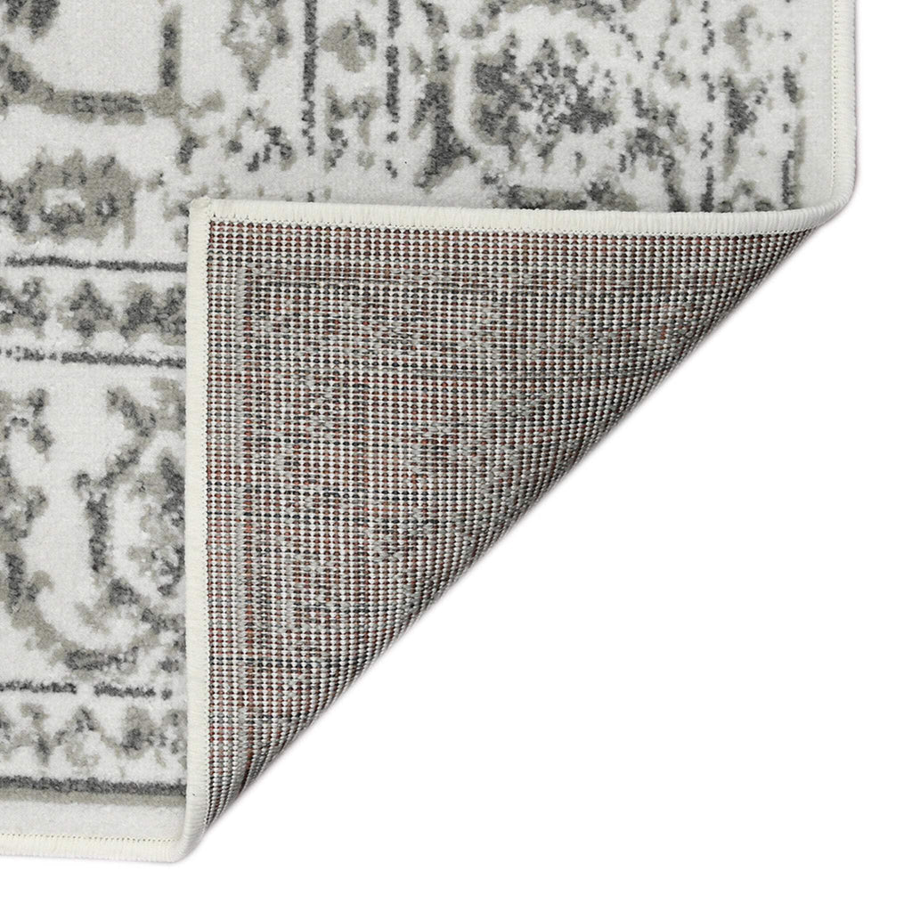 HomeRoots 531761 9 x 12 ft. Light Gray Floral Power Loom Rectangle Area Rug with Fringe