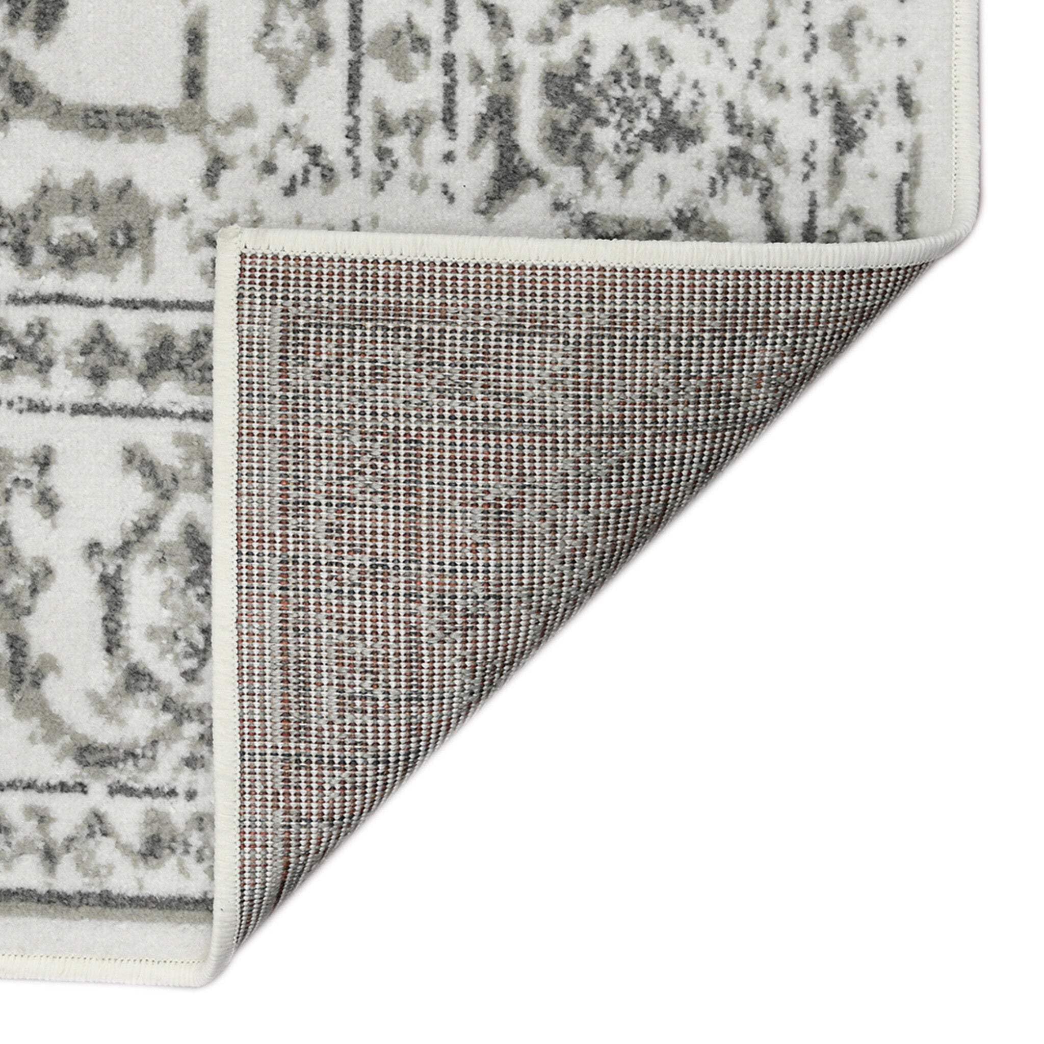 HomeRoots 531761 9 x 12 ft. Light Gray Floral Power Loom Rectangle Area Rug with Fringe