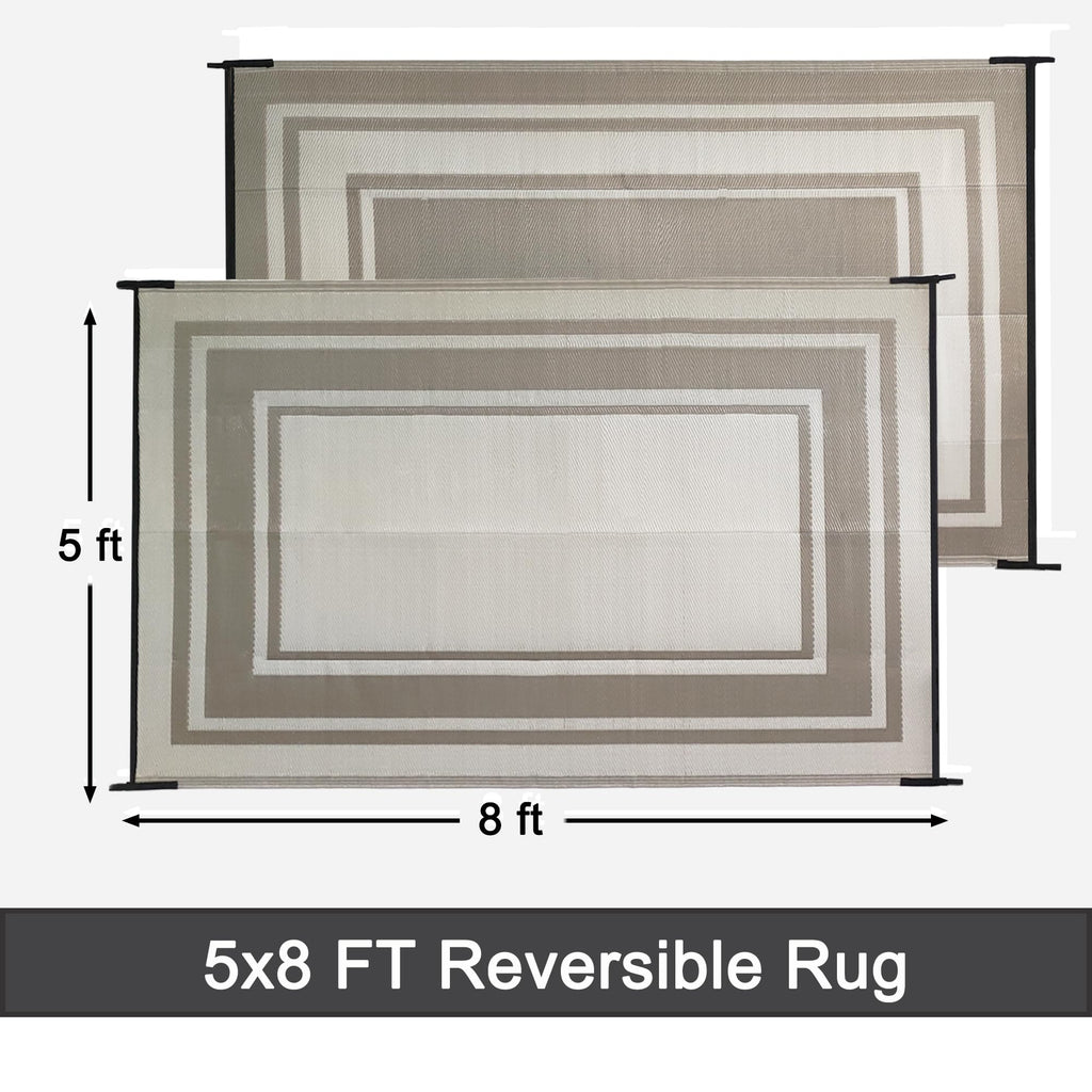 Rurality Outdoor Rugs 5X8 For Patios Clearance,Waterproof Mats For Porch,Deck,Plastic Straw Area Rugs For Backyard,Balcony,Reversible,Geometric