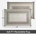 Rurality Outdoor Rugs 5X8 For Patios Clearance,Waterproof Mats For Porch,Deck,Plastic Straw Area Rugs For Backyard,Balcony,Reversible,Geometric