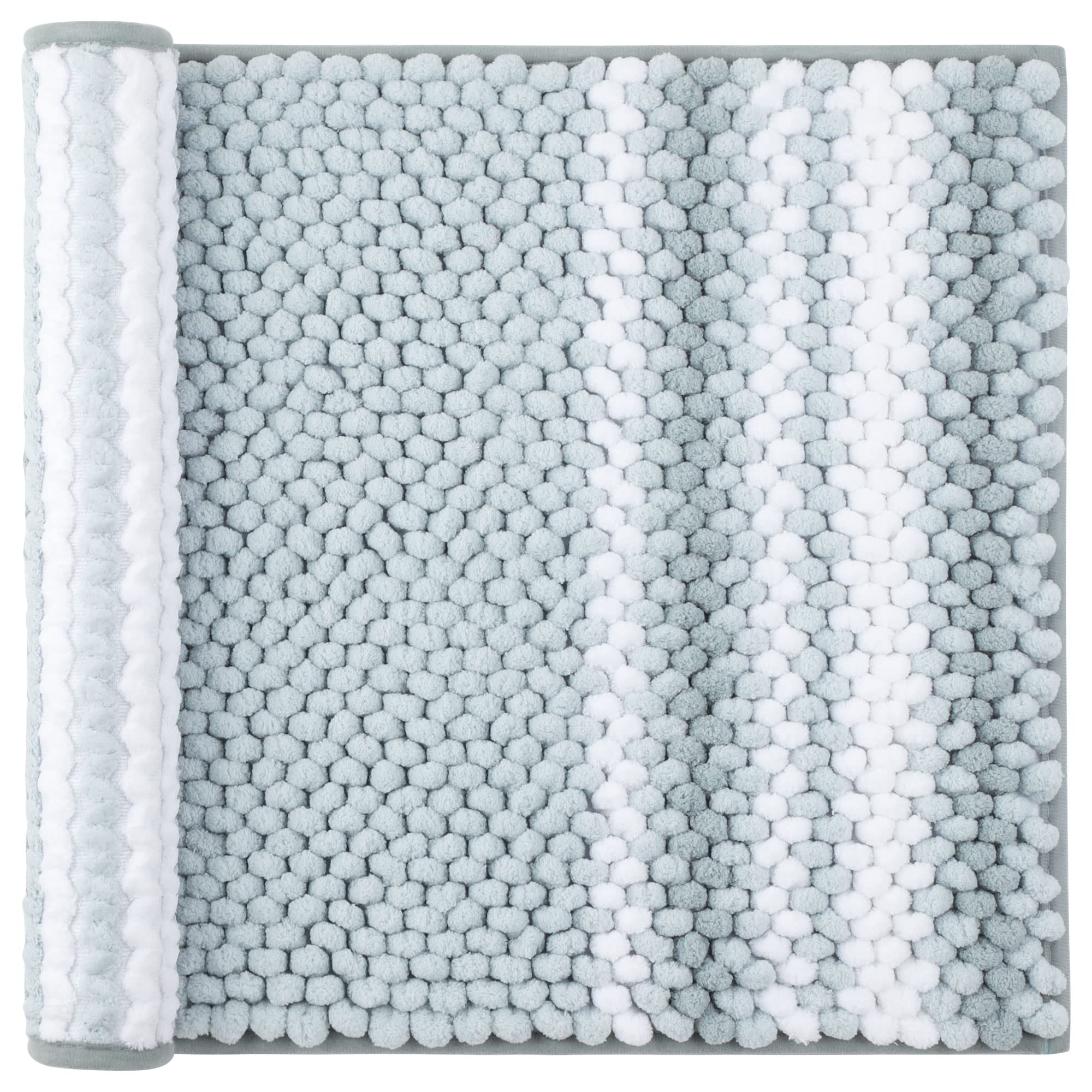 PiccoCasa Chenille Bathroom Rug Extra Soft Fluffy, Striped Bath Mat Super Absorbent Area Rugs Washable Carpet for Tub, Kitchen F