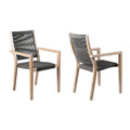 Armen Living Madsen Outdoor Dining Chairs in Teak Finish with Charcoal Rope - Set of 2