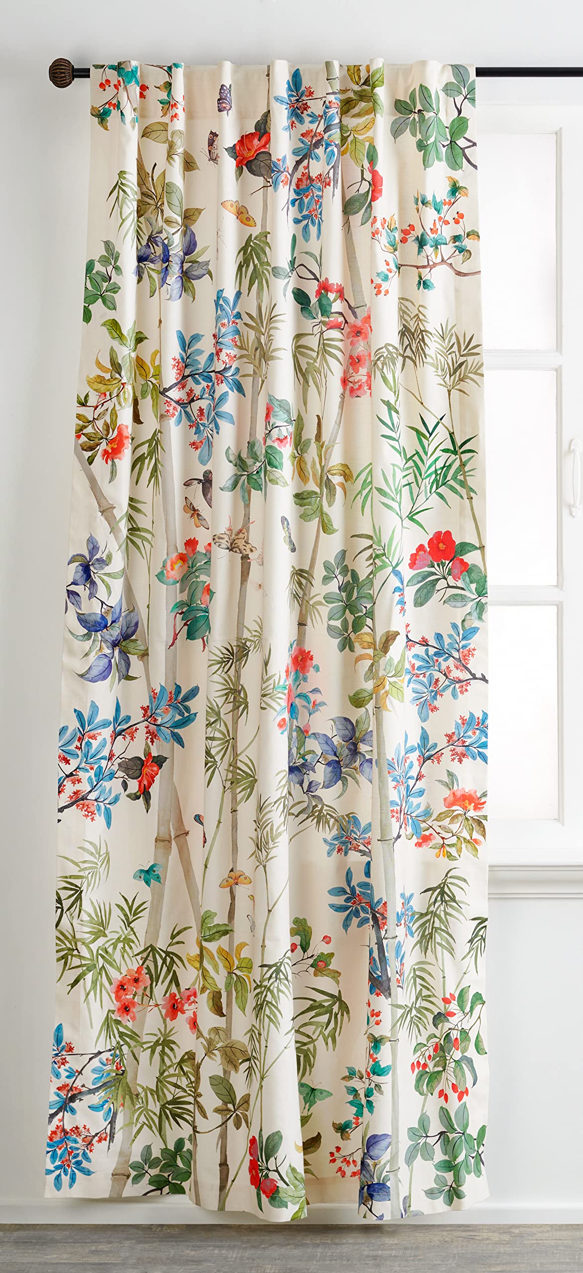 Maison d' Hermine 100% Cotton Curtain Bamboo Yellow One Panel Curtains for Living Rooms Bedrooms Offices Tailored with a Rod Poc