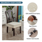Genina Waterproof Seat Covers For Dining Room Chair Covers Waterproof Dining Chair Covers (2 Pcs-Rear-Gapped, Beige)