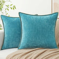 Decoruhome Chenille Soft Throw Pillow Covers 24X24 Set Of 2, Farmhouse Velvet Pillow Covers, Decorative Square Pillow Covers Wit