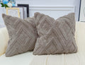 Drnou Set Of 2 Faux Fur Grey Taupe Throw Pillow Covers 20X20,Soft Checkborad Pattern Decorative Boho Pillow Cover Case Cushion C