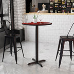 Flash Furniture 30'' Round Mahogany Laminate Table Top With 22'' X 22'' Bar Height Table Base